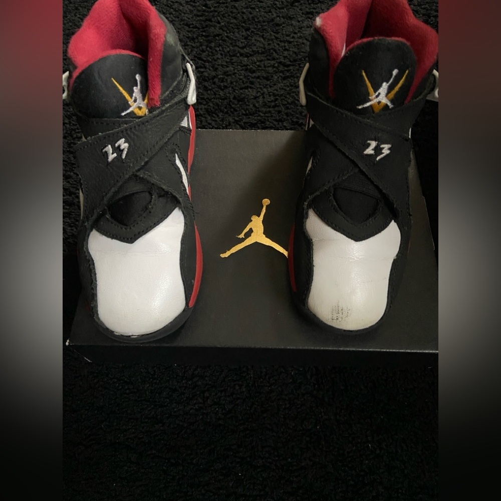 Jordan Kids' Black, White, and Red Sneakers